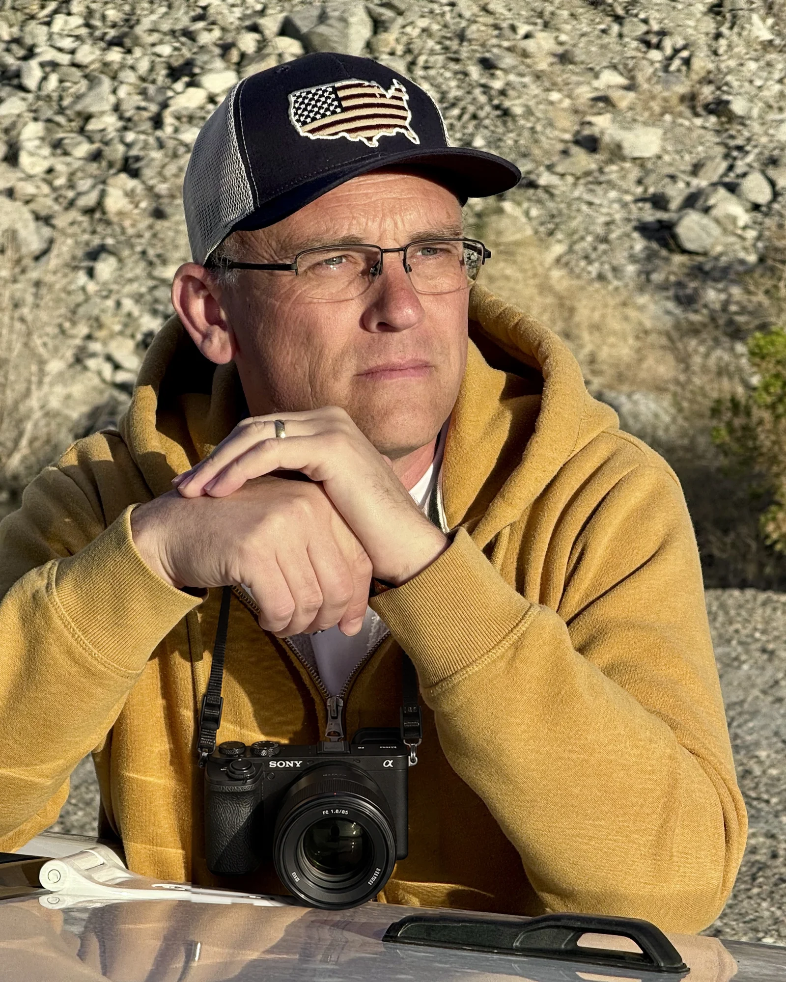 Michael Johnson outdoors with a Sony camera